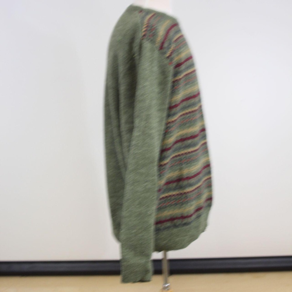 Nautica Men's XL Olive Fair Isle Grandpa Sweater 100% Cotton Retro Preppy - Picture 6 of 8